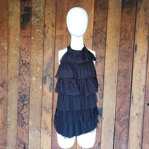 Kische Black Layered Tiered Shirt Side Neck tie